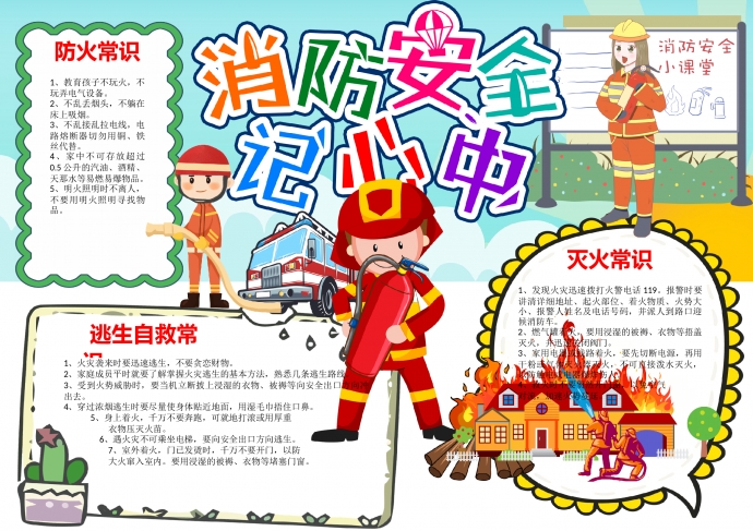 消防安全记心中消防安全小课堂手抄报