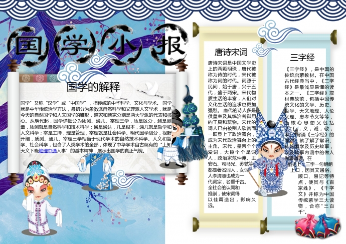 精美传统戏剧元素国学经典手抄报