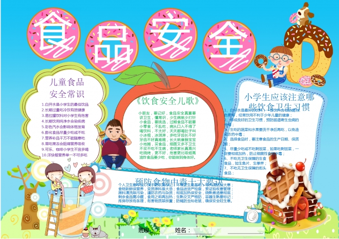 食品安全卡通精美食物手抄报