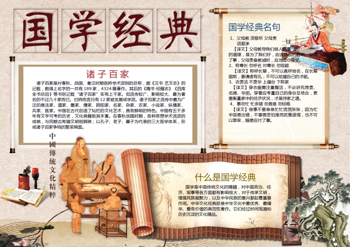 国学经典诸子百家名句手抄报wps