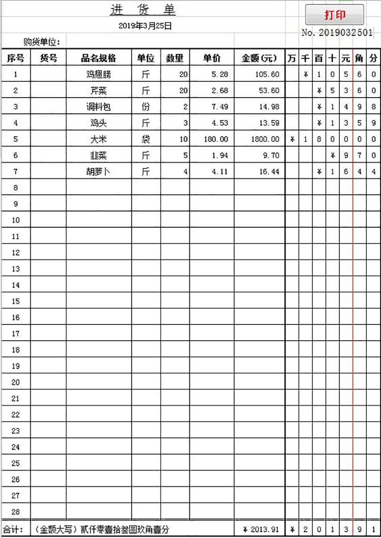 饭店进货单明细表-1