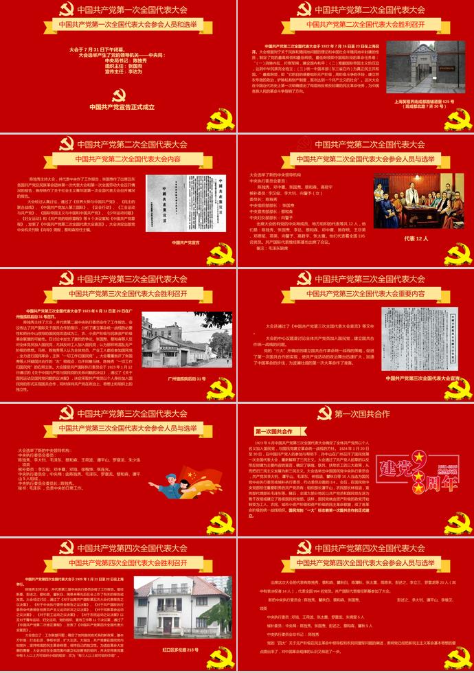 金红精美风热烈庆祝建党98周年主题活动PPT模板-2