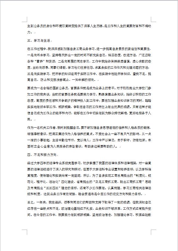 工商试用期工作总结-1