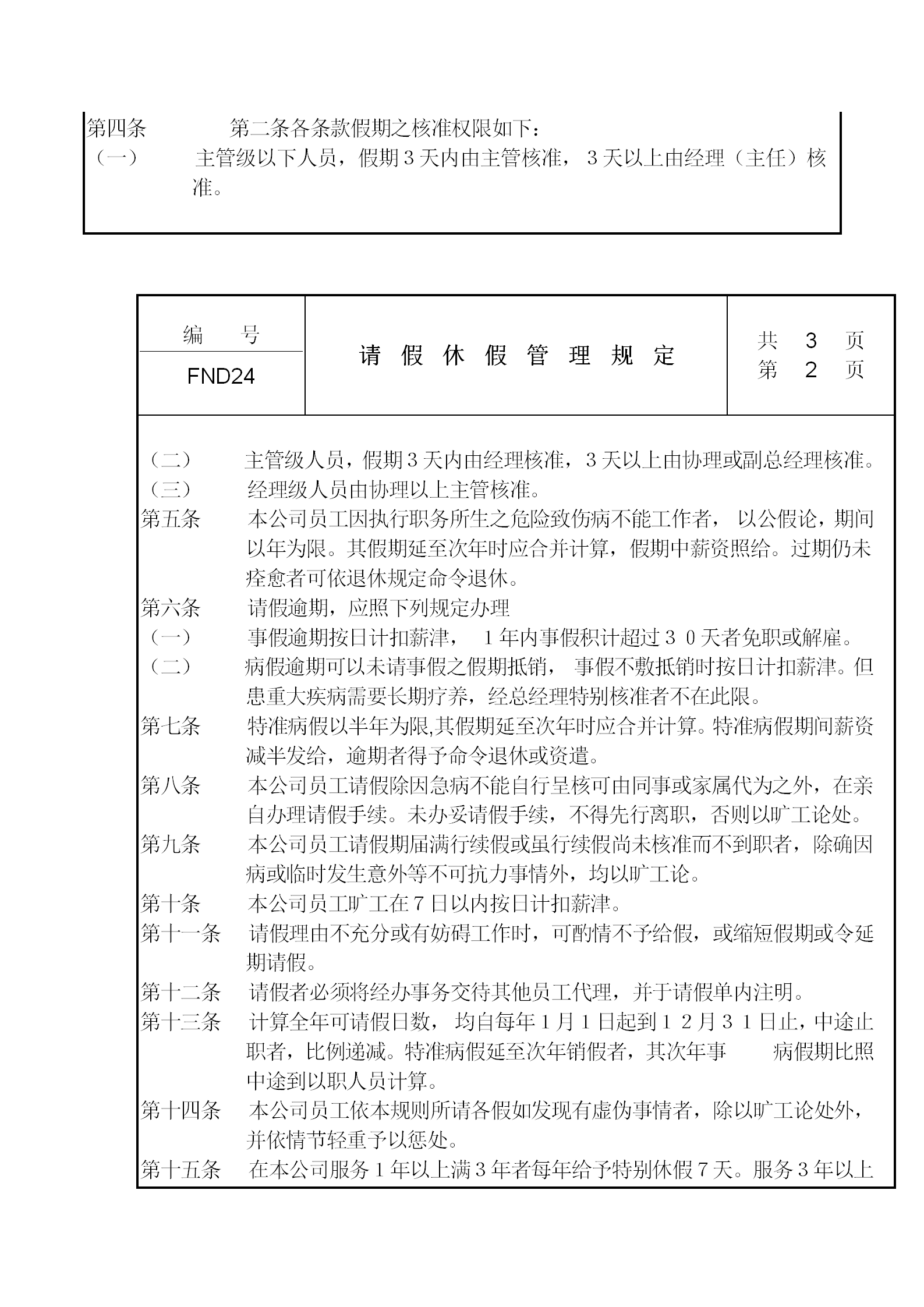 公司请假休假管理规定word模板-1