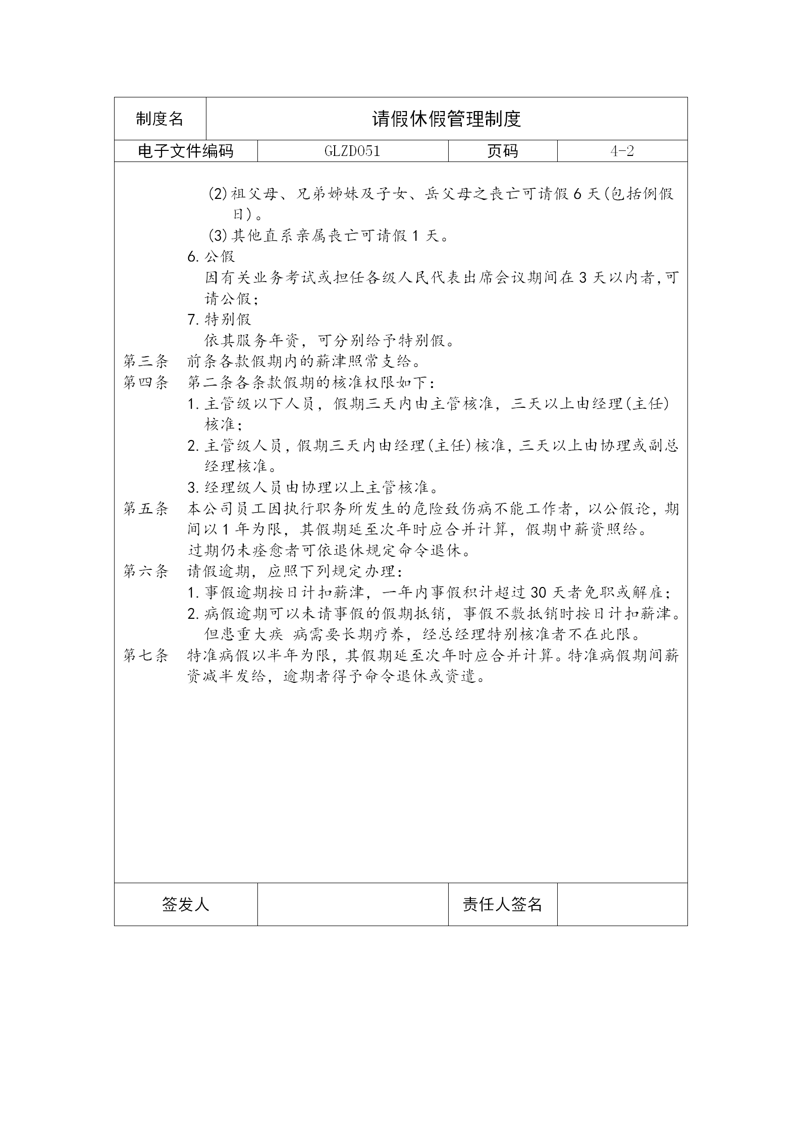 某公司请假休假管理制度word模板-1