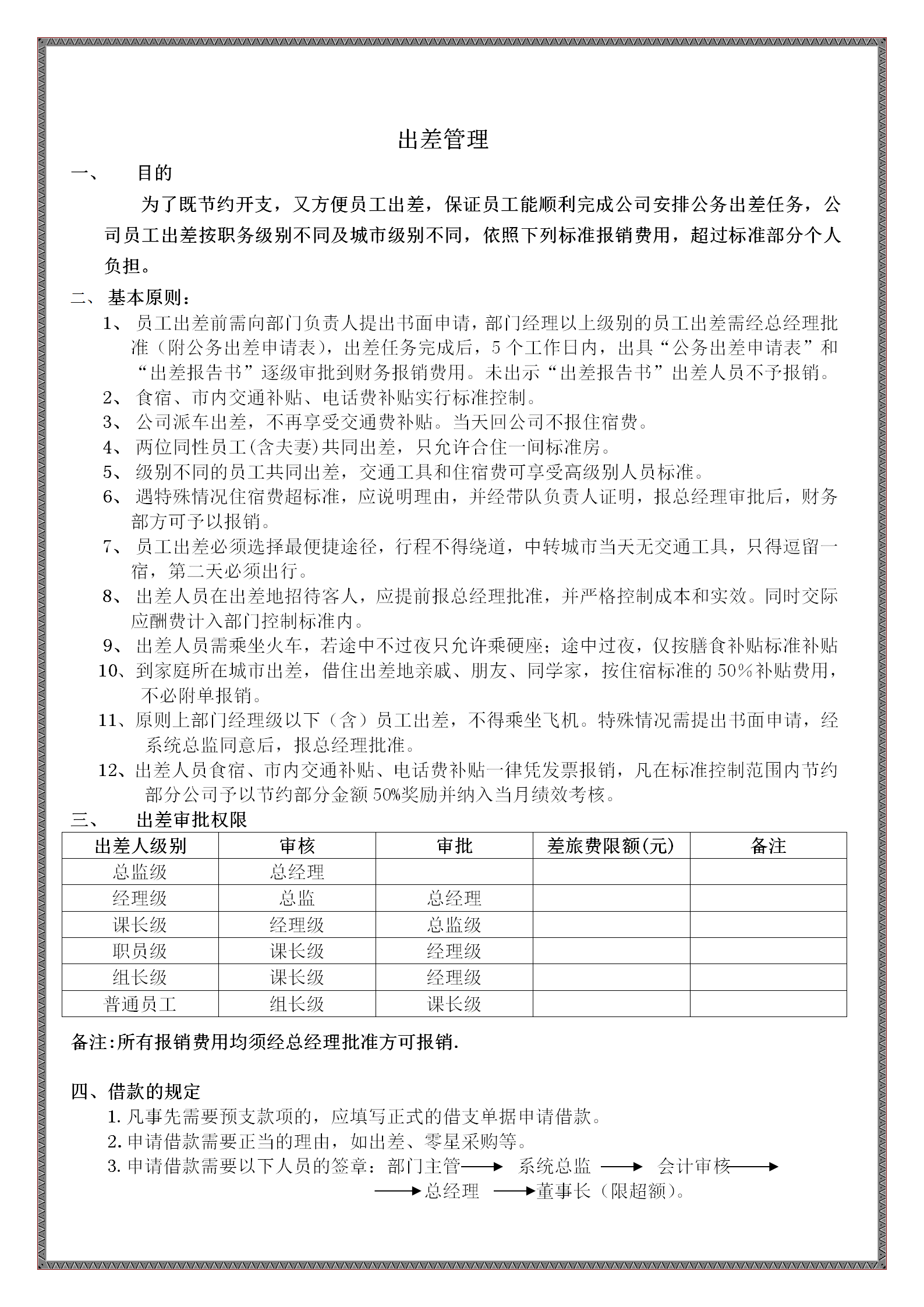 某服装公司出差管理制度word模板-1