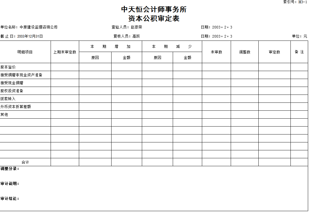 会计师事务所未分配利润审计程序表Excel模板-1