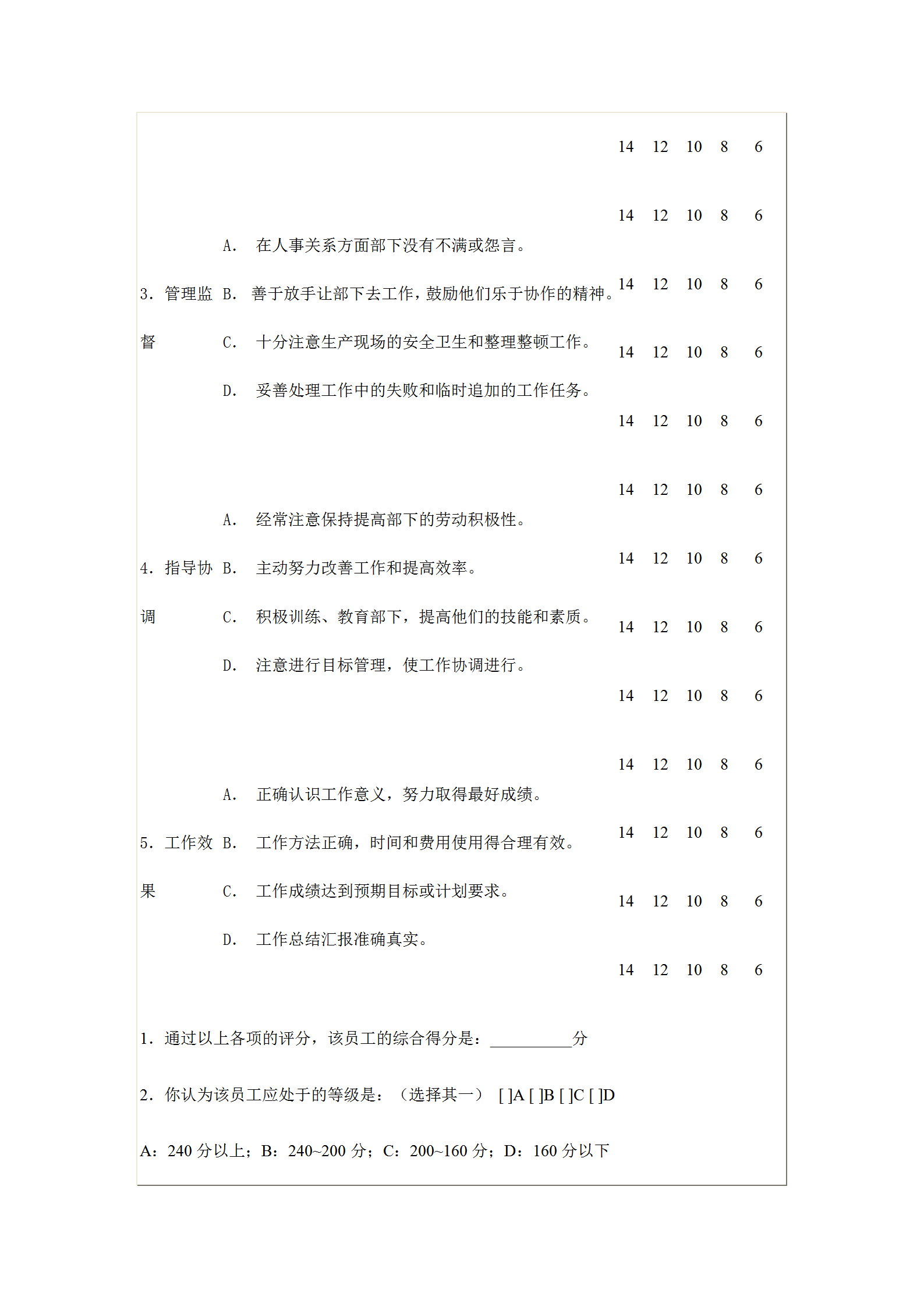 公司部门员工考核表word模板-1