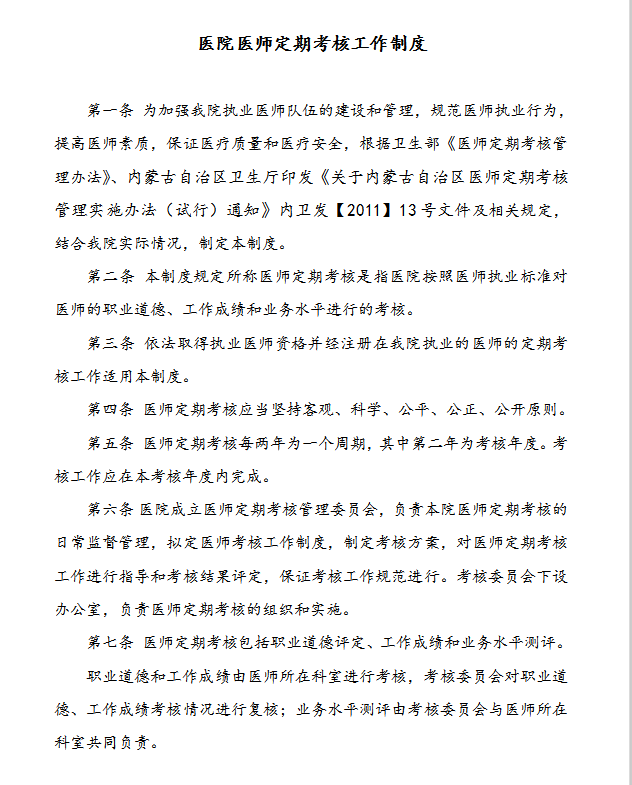 医师考核制度Word模板-1