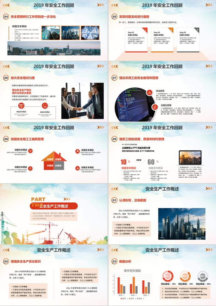 2019安全生产工作汇报通用PPT模板-1