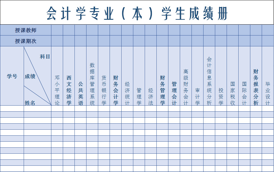 会计学专业（本）学生成绩册-1
