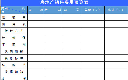 房地产销售预算表-1