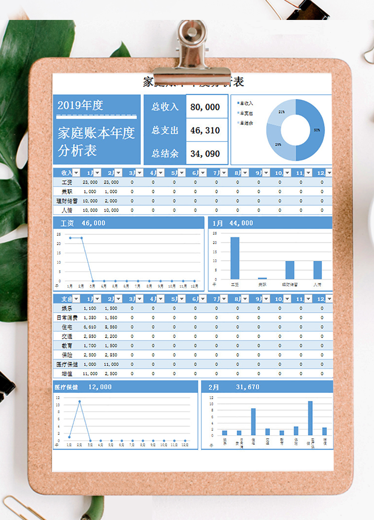 家庭账本年度分析表-1